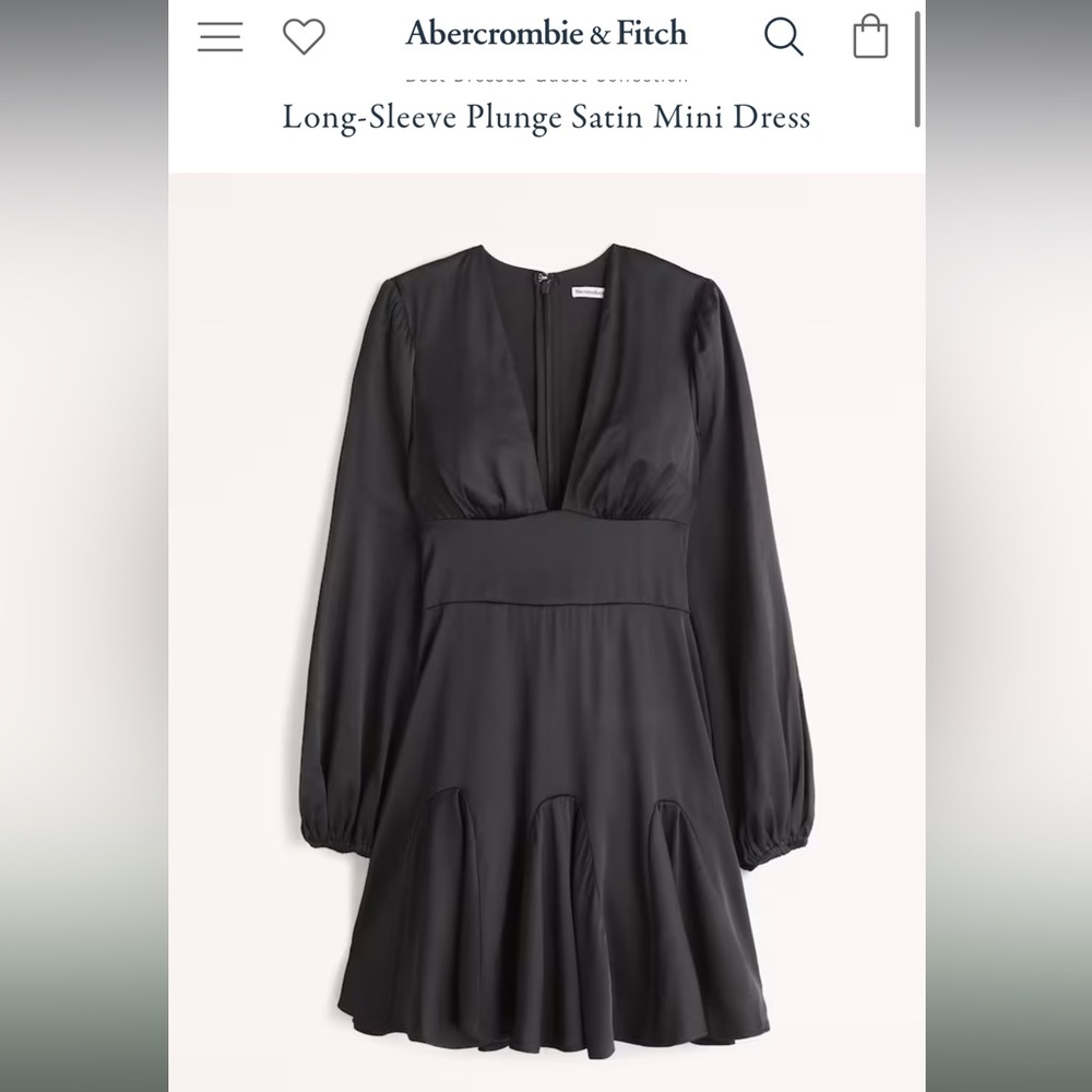 AF Long Sleeve Plunge Satin Mini Dress